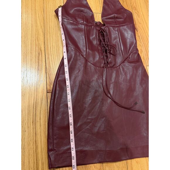 House of CB JAQUETTA Wine Vegan Leather MINI Dress Small - Picture 10 of 12